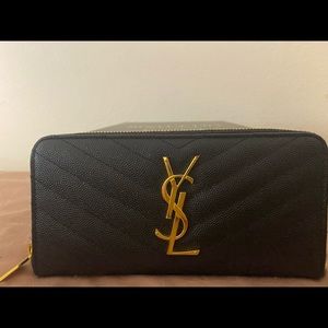YSL Monogram Matelasse Leather Zip-Around Wallet